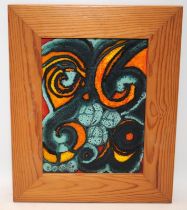 Poole Pottery interest Janet Laird framed small tile panel 9" x 11"