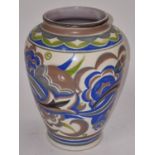 Poole Pottery Carter Stabler Adams shape 336 CU pattern vase decorated by Marian Heath 7" high.