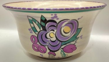 Poole Pottery Carter Stabler Adams shape 406 LX pattern large bowl decorated by Ruth Pavely 5" high,