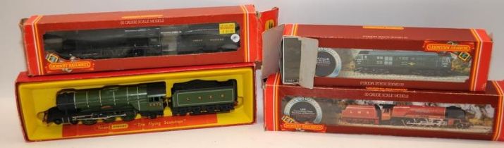 4 x Hornby OO gauge locomotives in tatty or incomplete boxes. Models are complete and in good order
