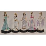 Coalport limited edition collection of David Cornell figurines on wooden bases (5).