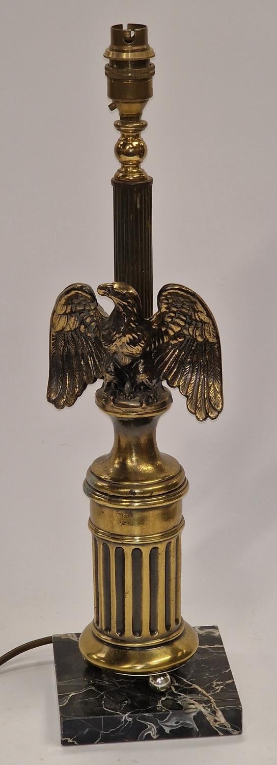 vintage brass column lamp base depicting an eagle 48cm tall.