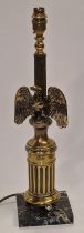 vintage brass column lamp base depicting an eagle 48cm tall.