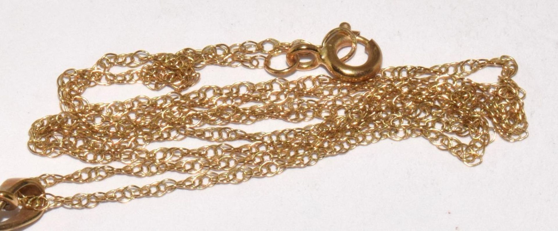 9ct gold Diamond and Prasolite Necklace and earrings suite of jewellery chain 46cm long - Image 5 of 8