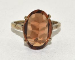 A vintage silver smokey quartz ring Size K