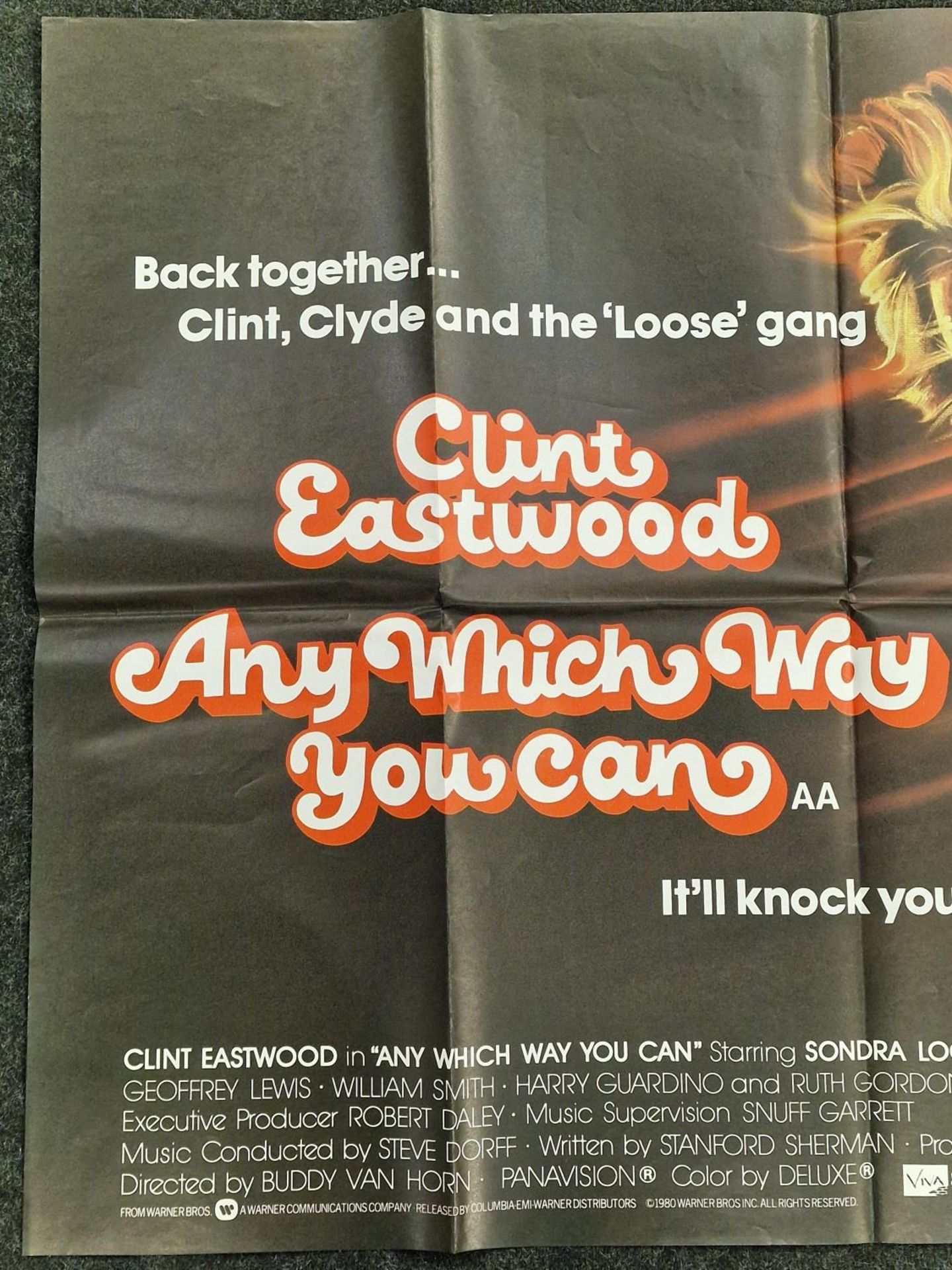 "Any Which Way You Can" original vintage folded quad film poster 1980 starring Clint Eastwood 40" - Image 2 of 4