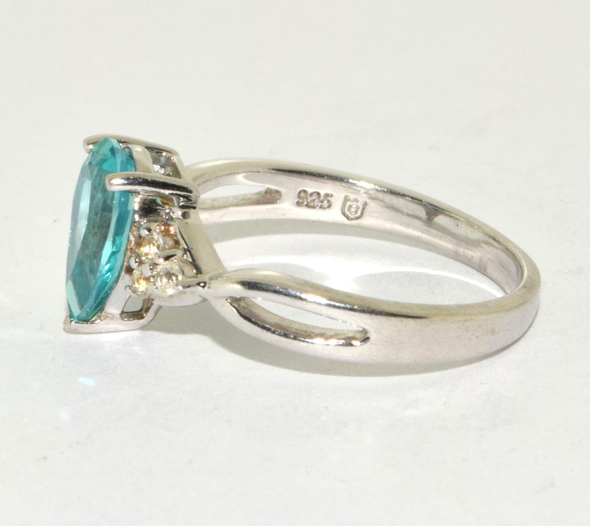 Gemporia Pariba Tourmaline Diamond 925 silver ring size S - Image 2 of 3