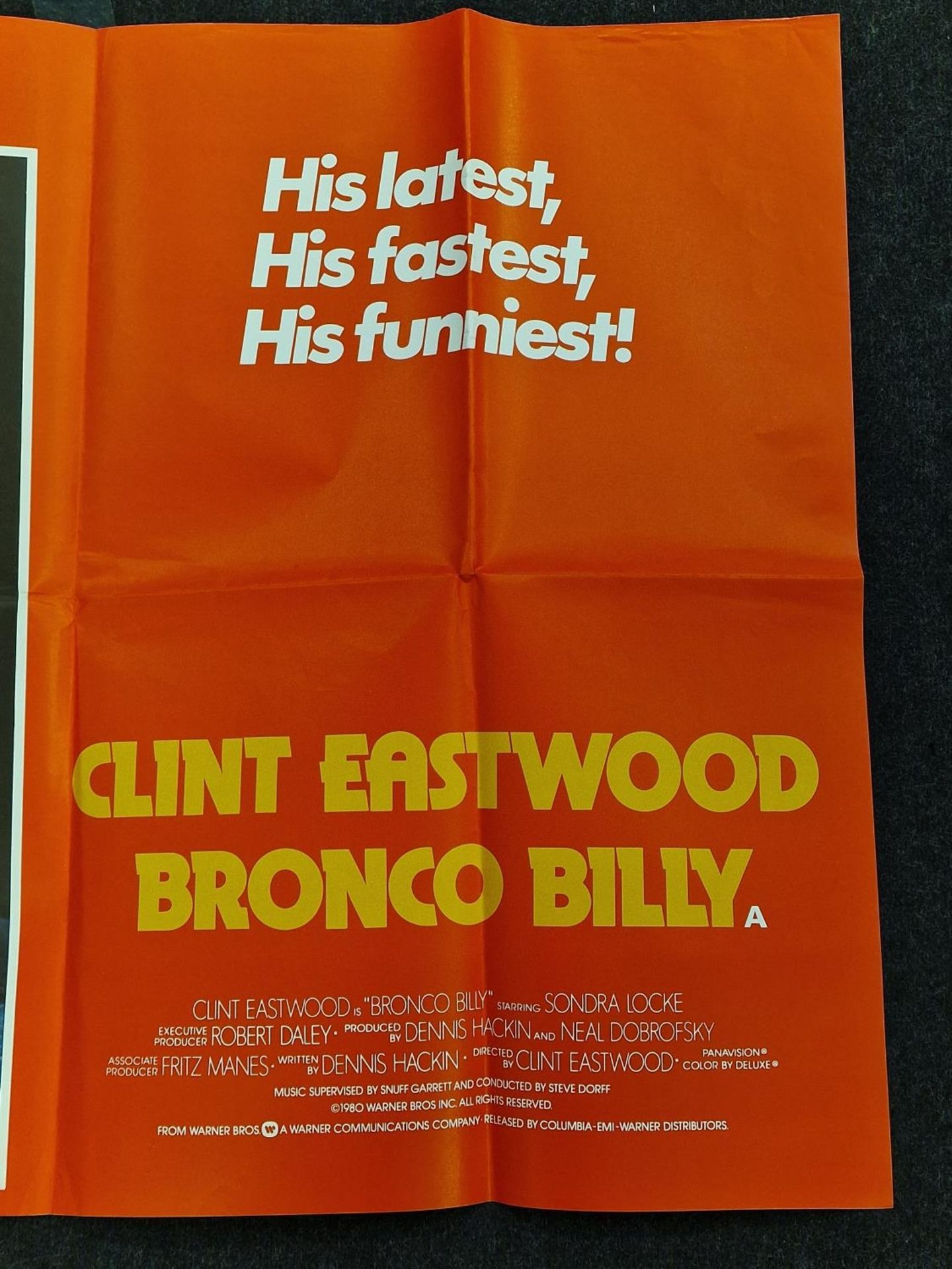 "Bronco Billy" original vintage folded quad film poster 1980 starring Clint Eastwood 40"x30". - Image 3 of 5