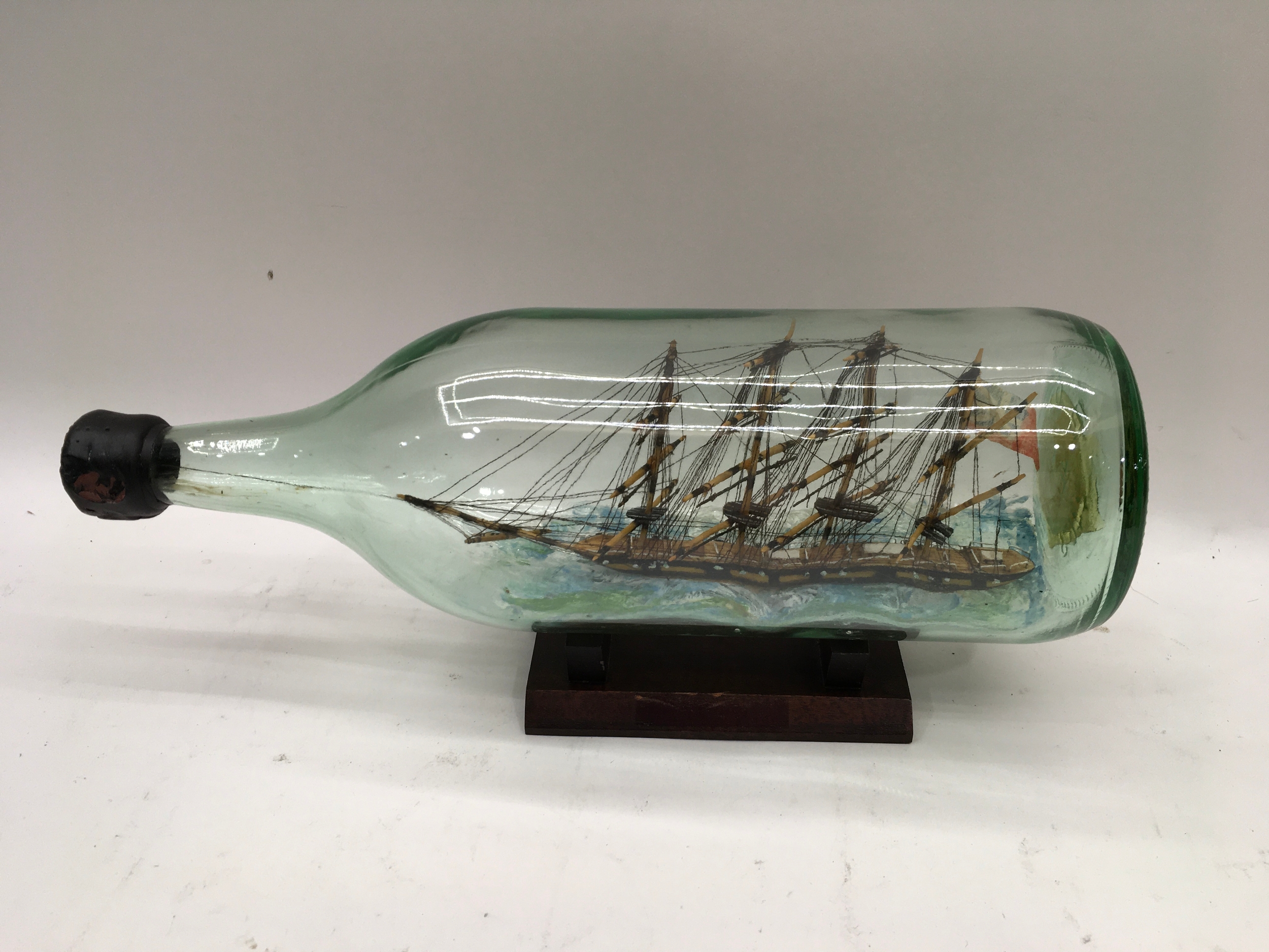 A ship in a glass bottle.