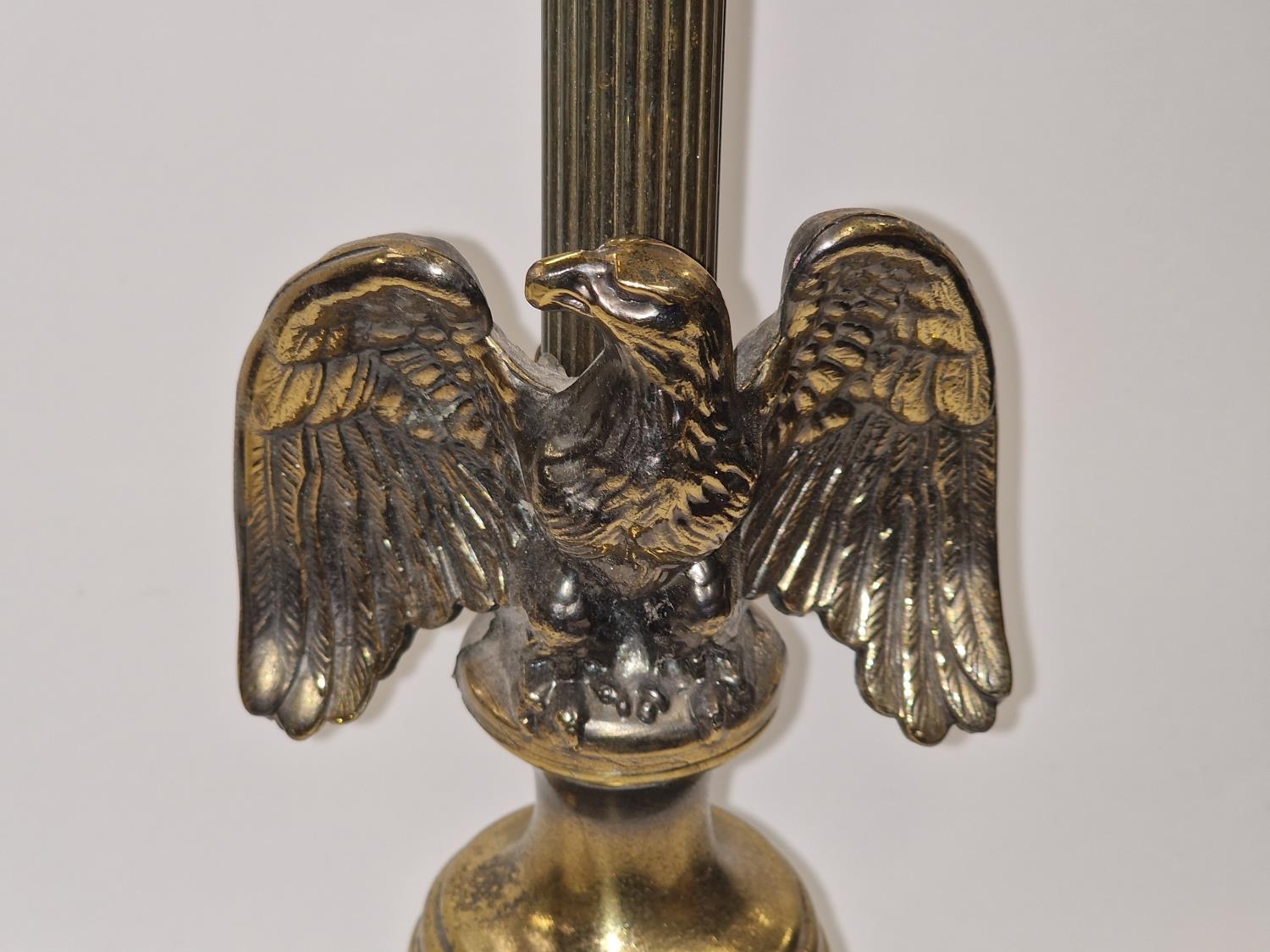 vintage brass column lamp base depicting an eagle 48cm tall. - Image 2 of 3