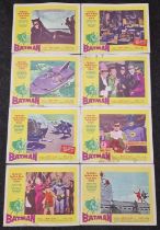 Film interest: Full set of eight vintage lobby cards for "Batman" 1966 starring Adam West.
