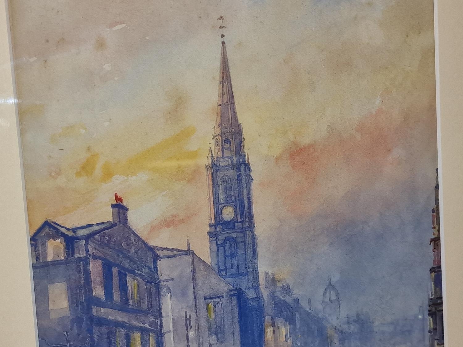 Victorian watercolour of the Tron Church, Edinburgh by listed Scottish artist John Blair 39x30cm. - Image 4 of 5