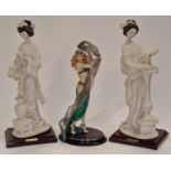Giuseppe Armani Florence pair of gaisha girl figurines together with a Franklin Mint Dance of the