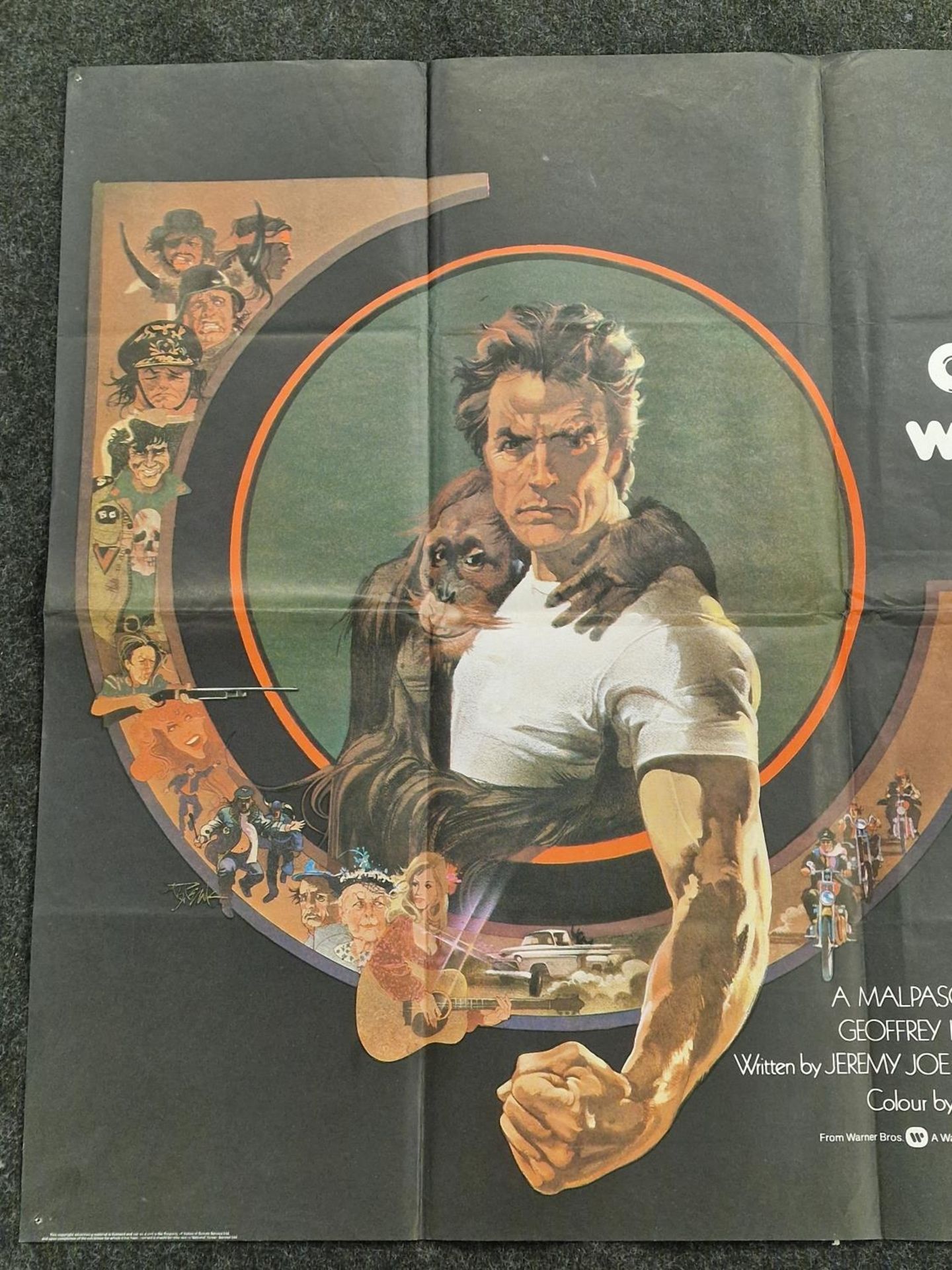 "Every Which Way But Loose" original vintage folded quad film poster 1978 starring Clint Eastwood - Image 2 of 5