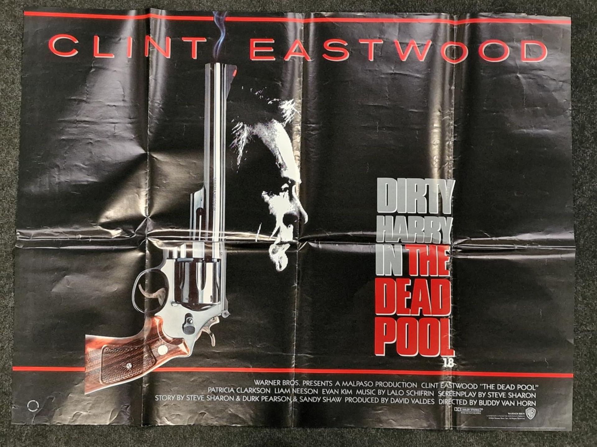 "The Dead Pool" original vintage folded quad film poster 1988 starring Clint Eastwood 40"x30".