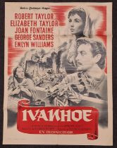 "Ivanhoe" original vintage folded French film poster 1952 starring Robert Taylor, Elizabeth