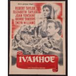 "Ivanhoe" original vintage folded French film poster 1952 starring Robert Taylor, Elizabeth