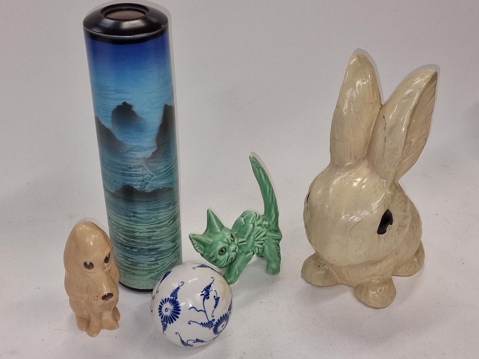 A collection of Sylvac animals together with a signed vase and a ceramic ball (5). - Image 2 of 4