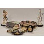 Collection of miscellaneous china items to include two Wedgwood figurines, Royal Doulton