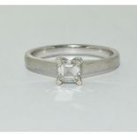 9ct white gold ladies Princess cut Diamond solitaire ring approx 0.33ct size N