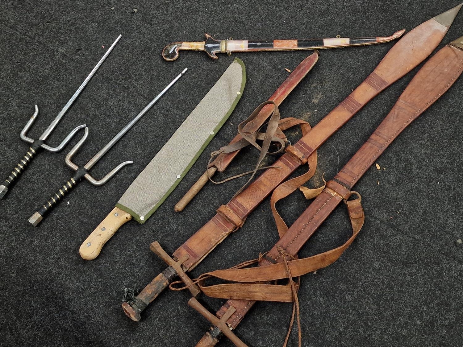 Collection of reproduction swords etc together with martial arts equipment. - Image 2 of 2