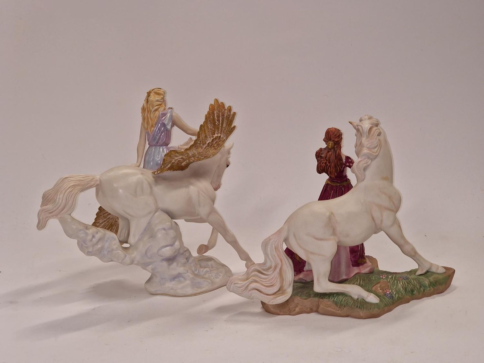 Two Franklin Mint porcelain figurines "The Lady and the Unicorn" and "Athene and Pegasus". - Image 2 of 2