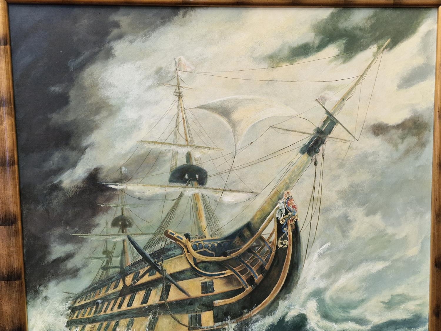 Large Acrylic on canvas of "HMS Victory"by Susan Yeats 2002 a local artist 175x140cm - Image 2 of 6
