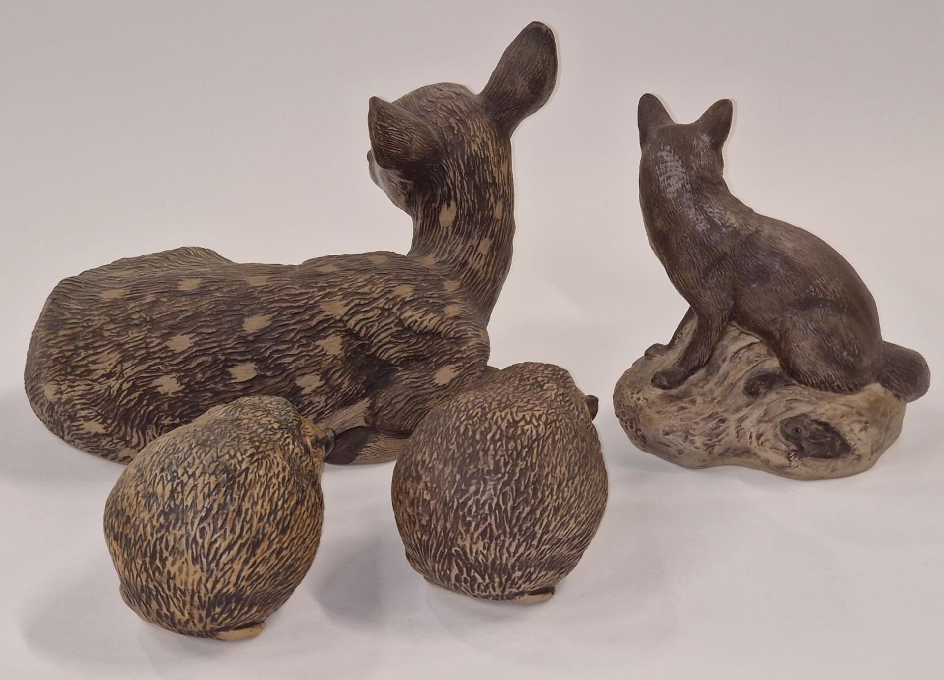 Poole Pottery Barbara Linley Adams collection of stoneware animals to include Fawn, Fox and two - Image 2 of 3