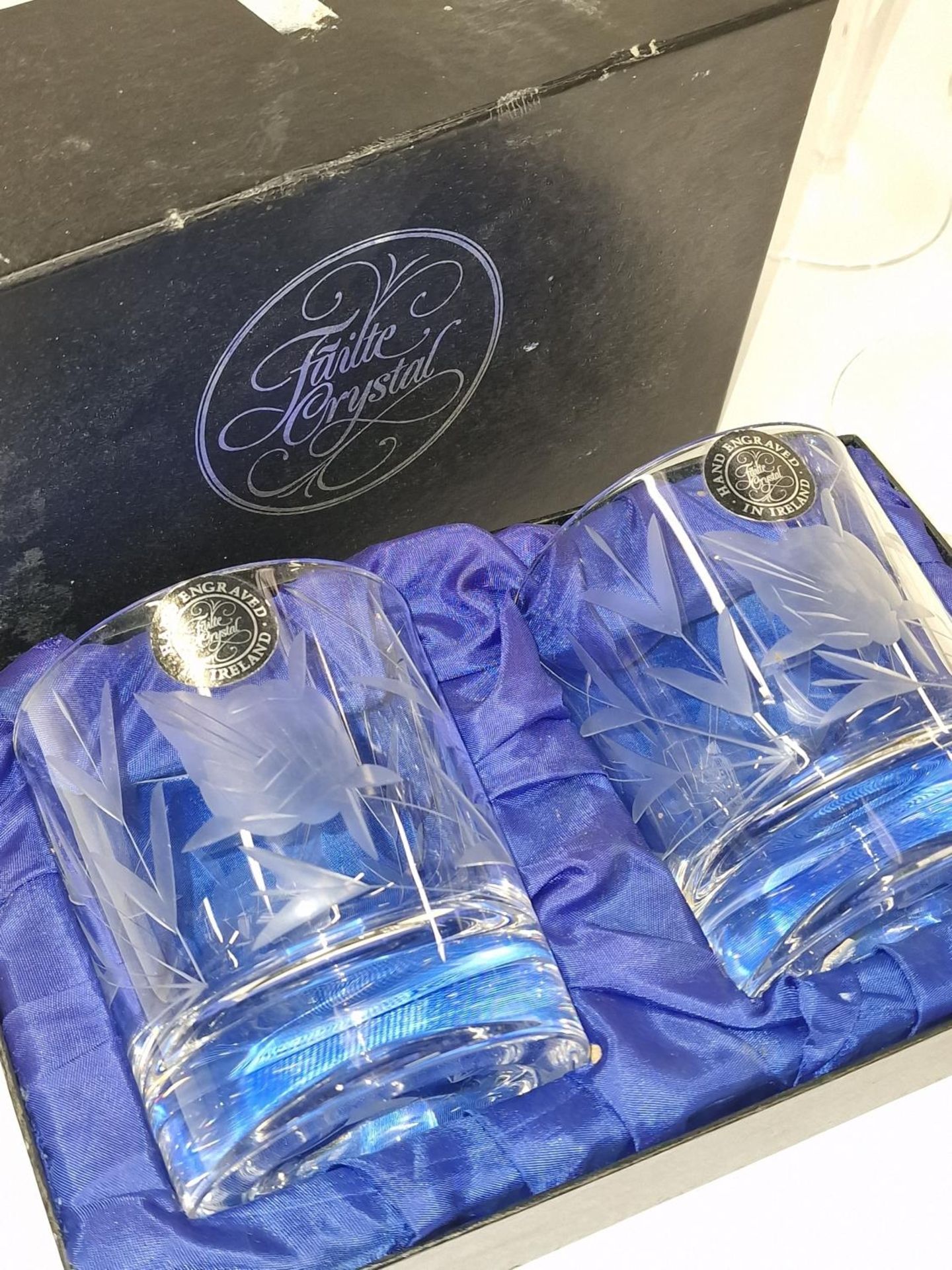 A set of 6 Royal Doulton crystal Luna wine glasses, a Royal Doulton wine carafe and a boxed pair - Image 3 of 4
