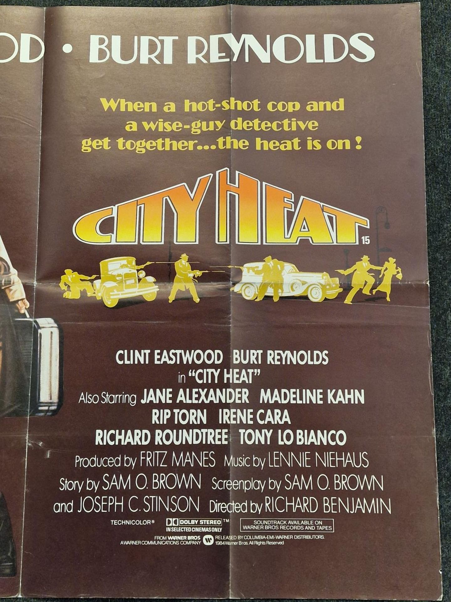 "City Heat" original vintage film poster 1984 starring Clint Eastwood and Burt Reynolds 40"x30". - Image 3 of 5