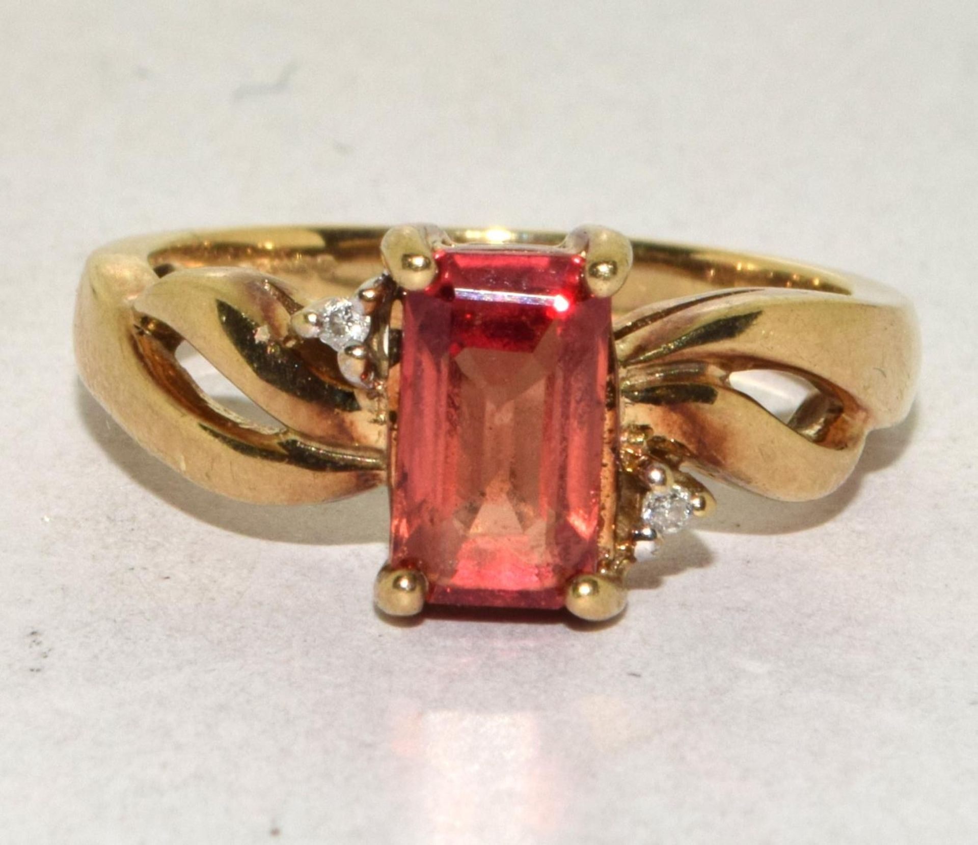9ct gold ladies Diamond and Ruby ring size N - Image 5 of 5