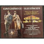 "City Heat" original vintage film poster 1984 starring Clint Eastwood and Burt Reynolds 40"x30".