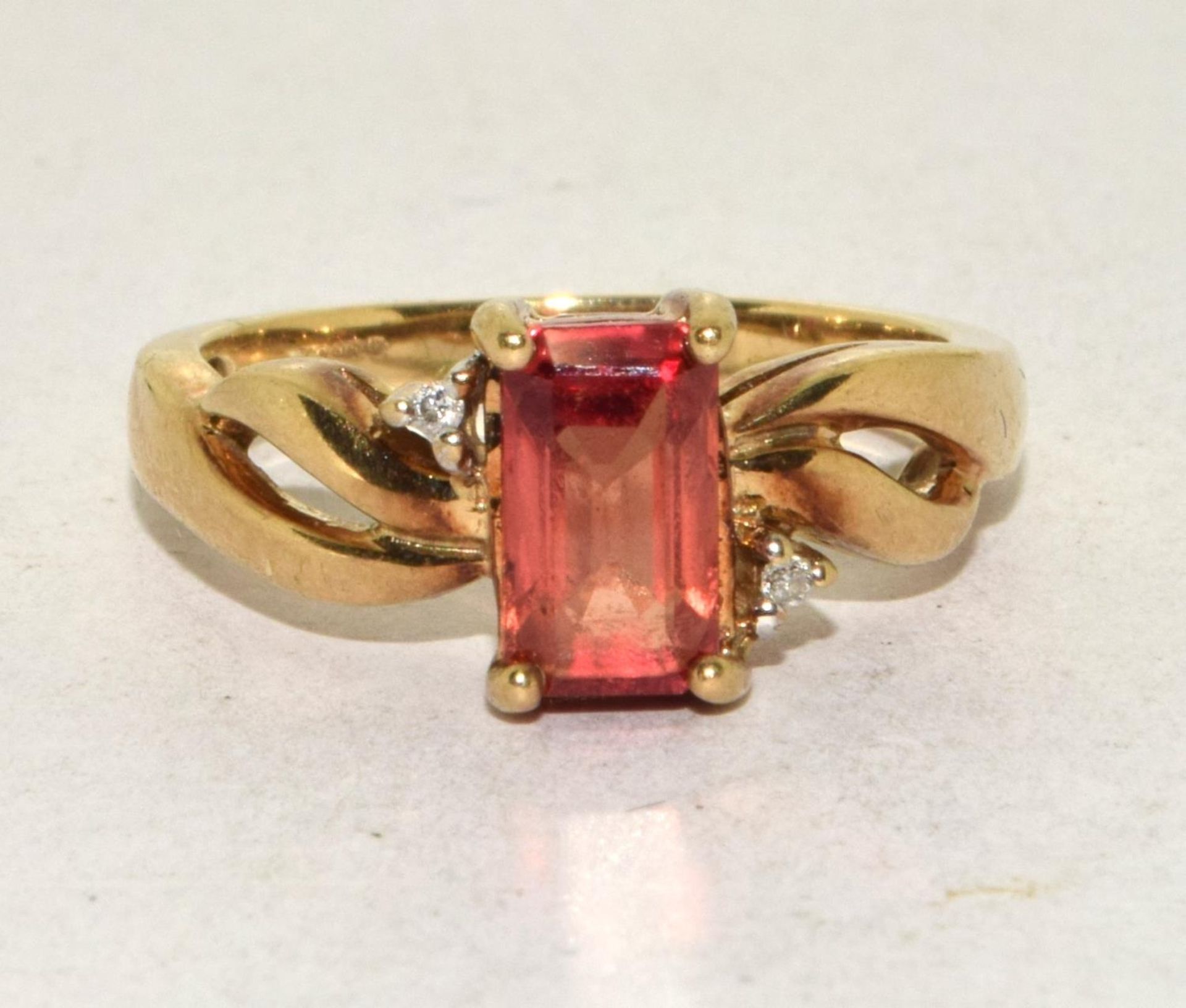 9ct gold ladies Diamond and Ruby ring size N