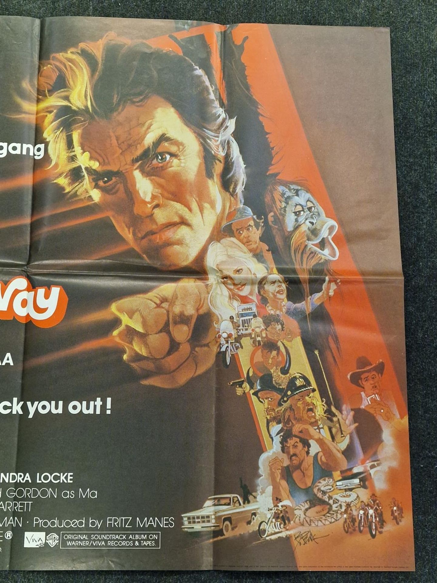 "Any Which Way You Can" original vintage folded quad film poster 1980 starring Clint Eastwood 40" - Image 3 of 4