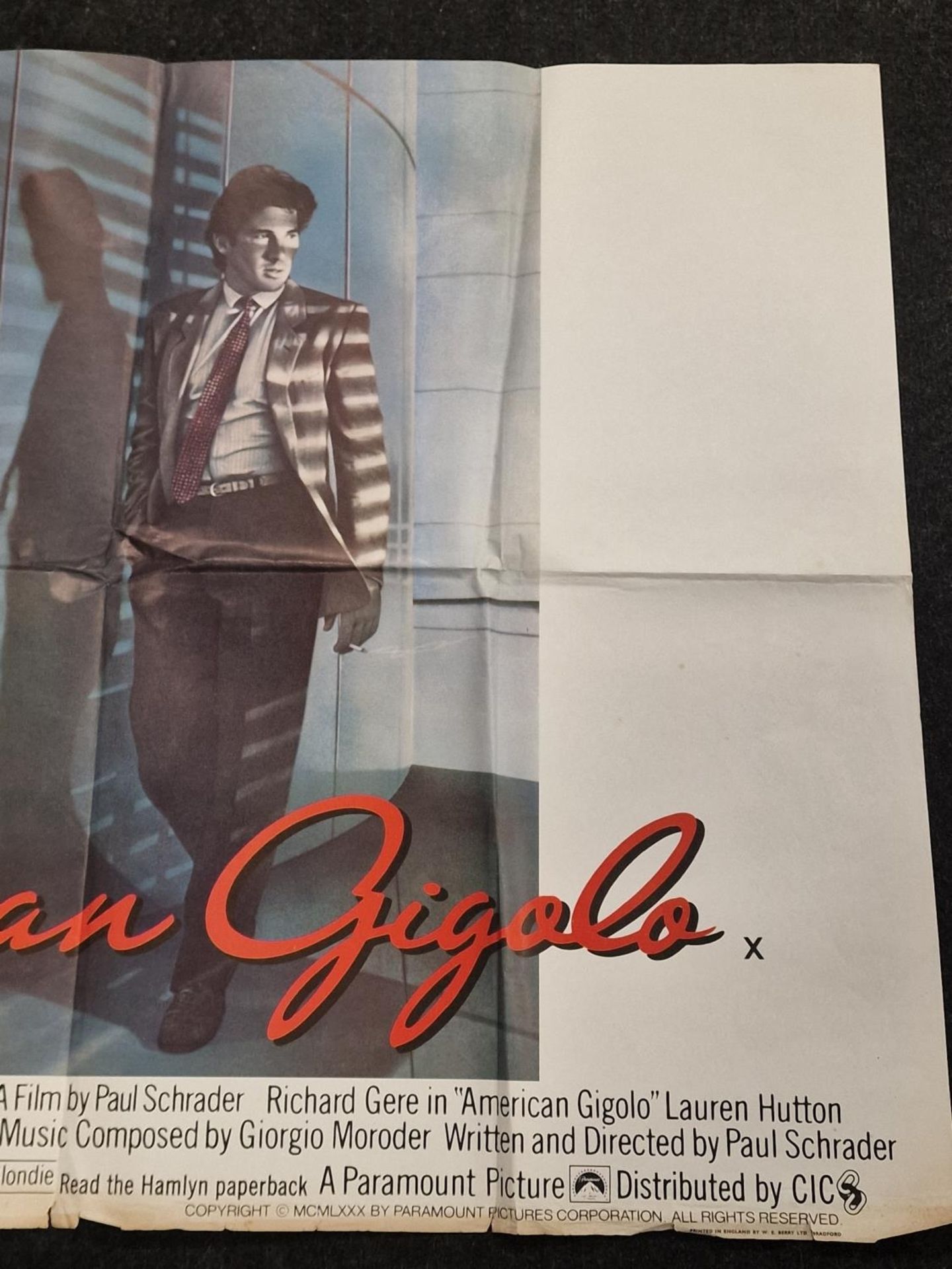 "American Gigolo" original vintage folded quad film poster 1980 starring Richard Gere 40"x30". - Image 3 of 5