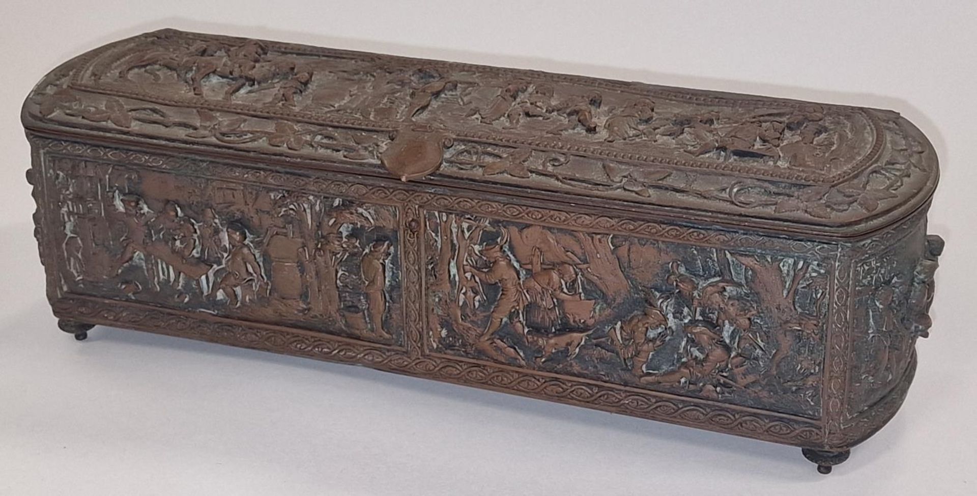 Antique French carved copper box.