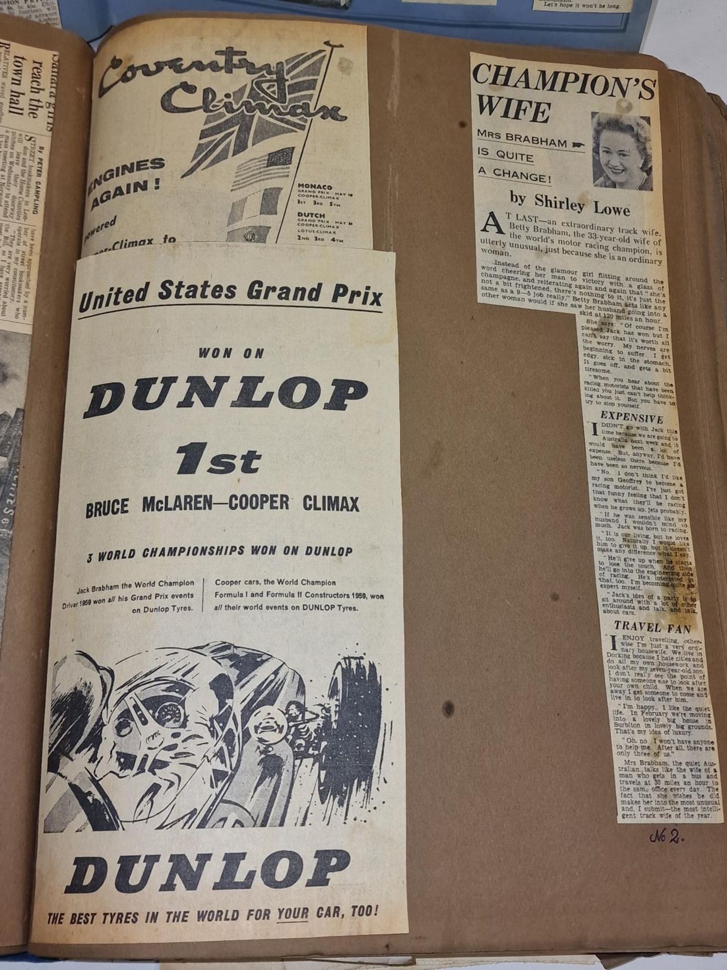 Two large scrapbooks containing vintage newspaper clippings relating to Motorsport in the 1950's and - Image 3 of 7