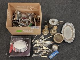 Large quantity of silver plated items to include flatware.