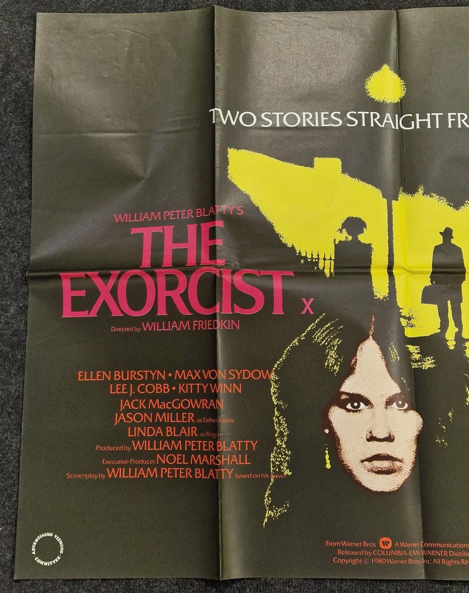 "The Exorcist and Exorcist II The Heretic" original vintage folded quad film poster 1980 starring - Image 2 of 5