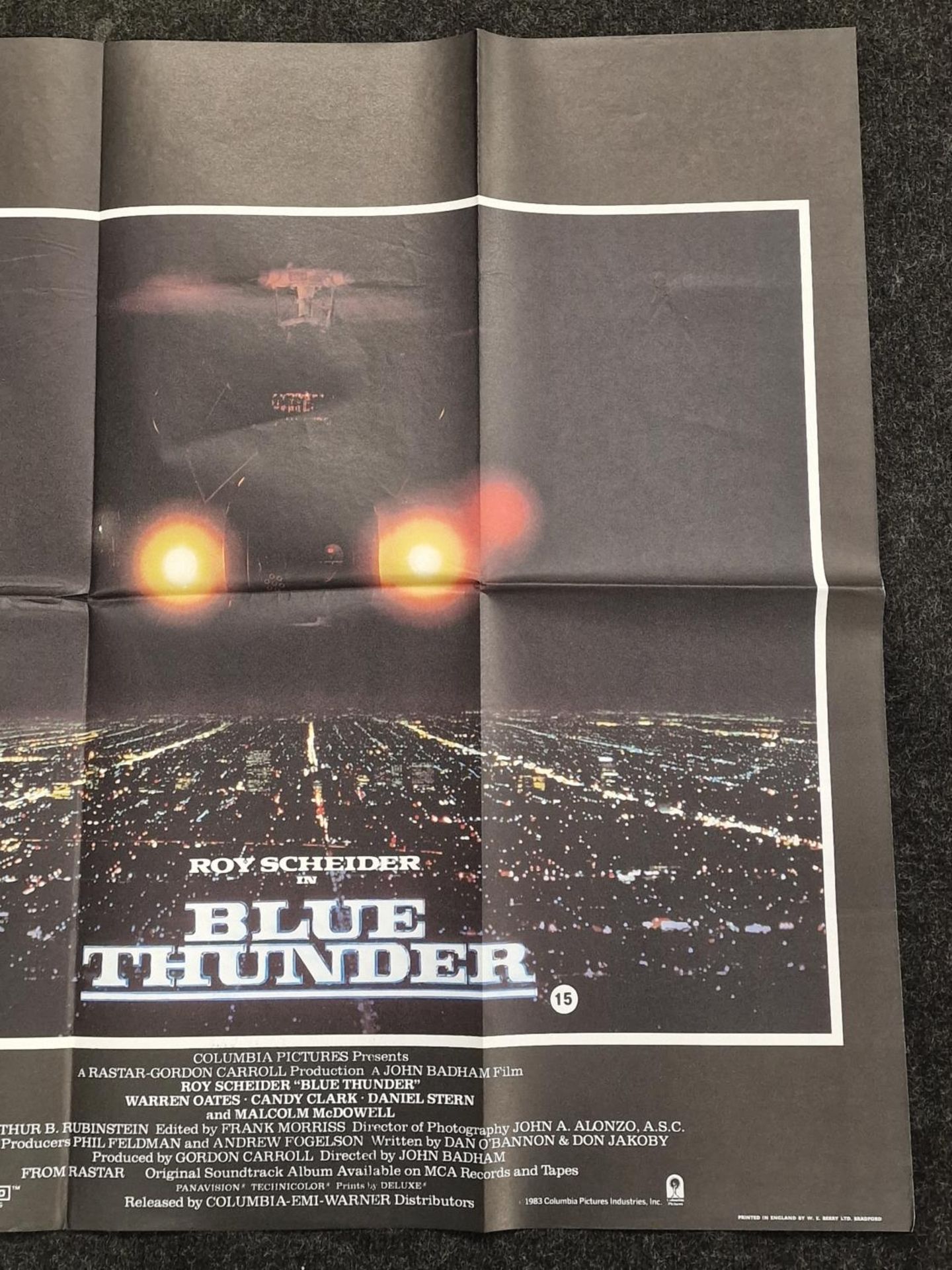 "Blue Thunder" original vintage folded quad film poster 1983 starring Roy Scheider 40"x30". - Image 3 of 5