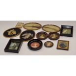 Collection of vintage framed miniatures pictures, various sizes and subjects (12).