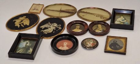 Collection of vintage framed miniatures pictures, various sizes and subjects (12).