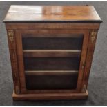 An antique inlaid mahogany glazed pier cabinet 98x79x29cm.