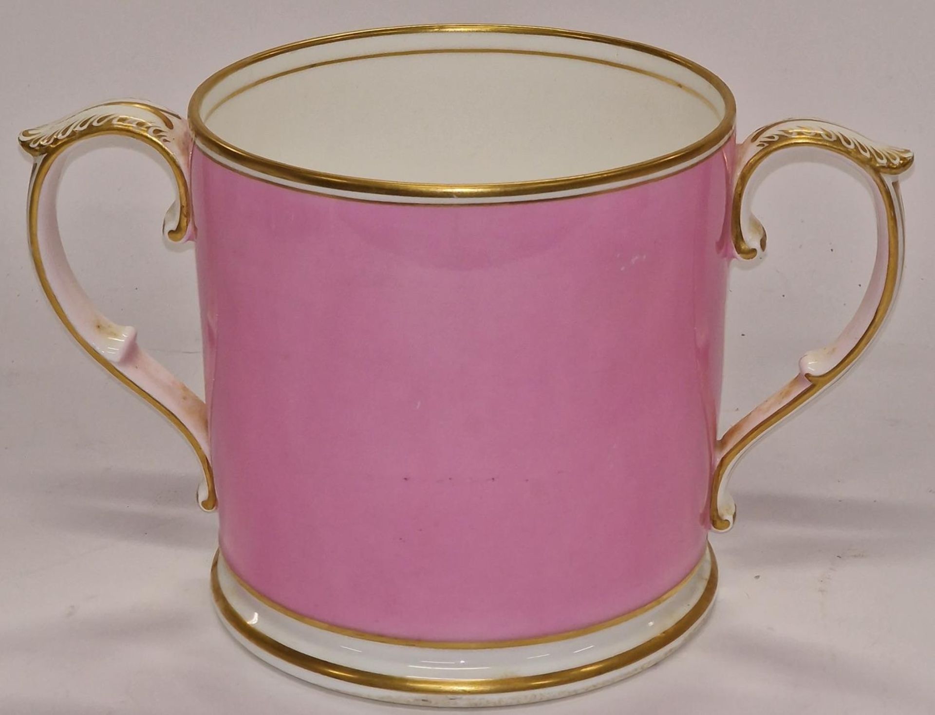 A Grainger & Co of Worcester large hand painted twin handled loving cup. - Image 2 of 3
