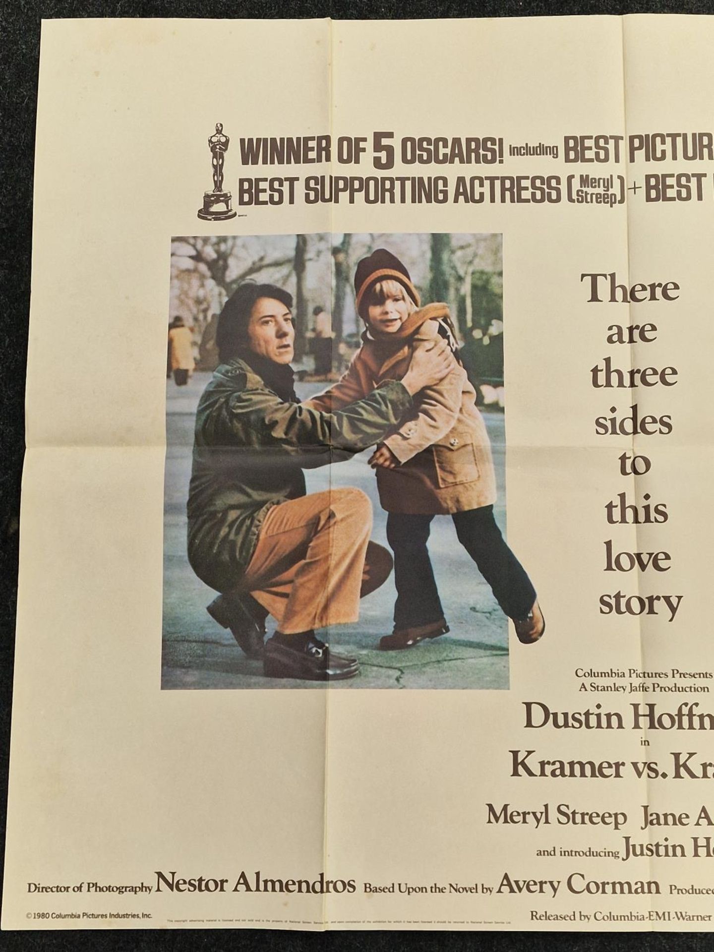 "Kramer vs Kramer" original vintage folded quad film poster 1980 starring Dustin Hoffman and Meryl - Image 2 of 5