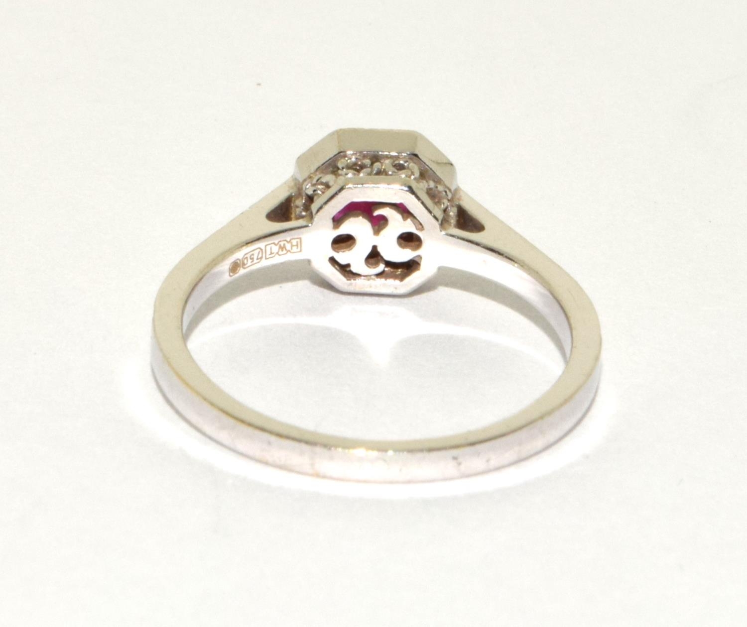 Ruby/Diamond 18ct white gold ring Size N, Boxed. - Image 3 of 5