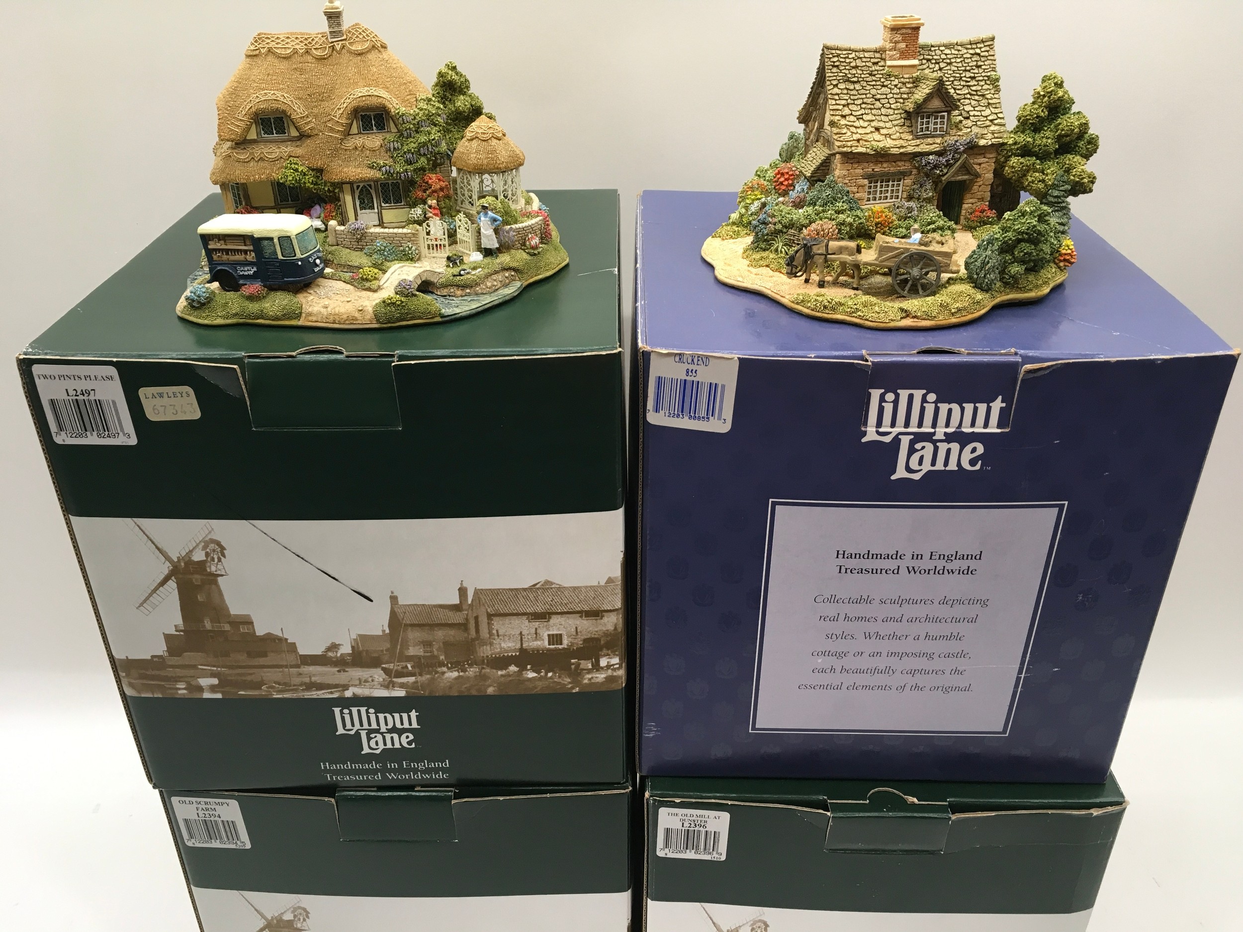 Four Lilliput Lane incl. Two pins please L2497, Cruck End 855, Old Scrumpy Farm L2394 and he old - Image 2 of 2