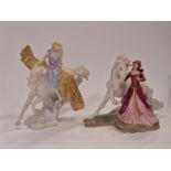 Two Franklin Mint porcelain figurines "The Lady and the Unicorn" and "Athene and Pegasus".