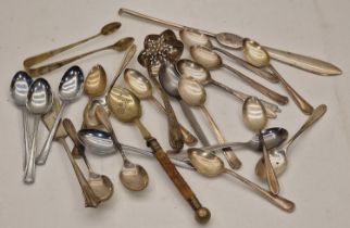 Mixed silver and silver plate flat ware