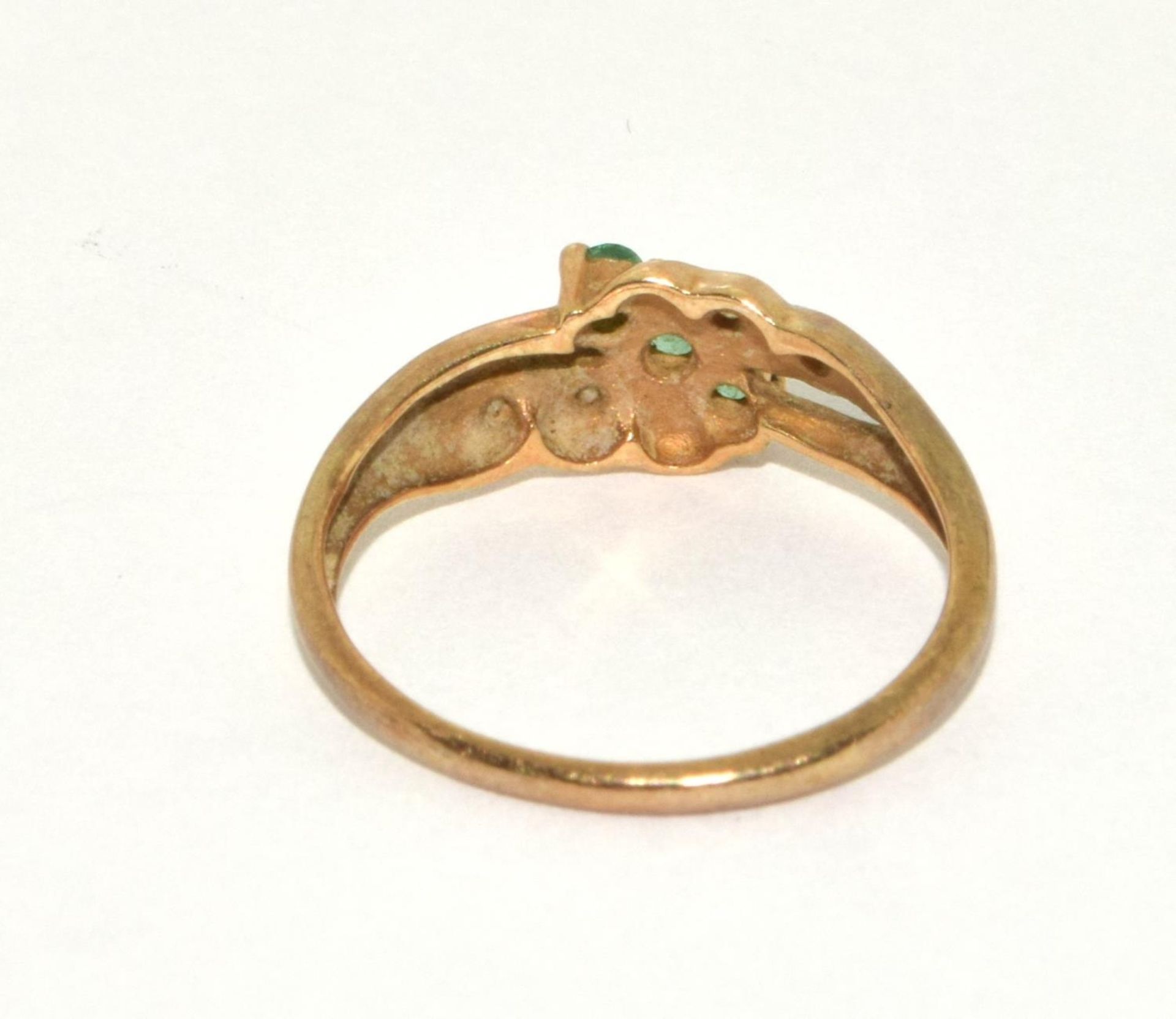 Emerald/Diamond 9ct gold ring Size L. - Image 3 of 5